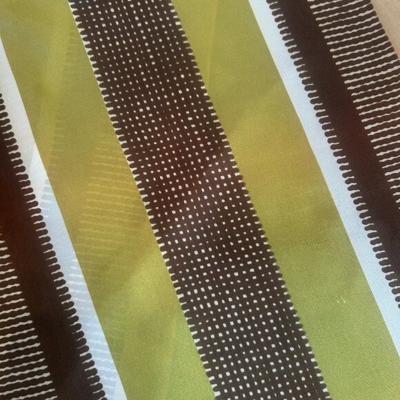 Vintage Japanese Acetate Brown Chartreuse Striped Geometric Rectangular Scarf - Picture 6 of 7